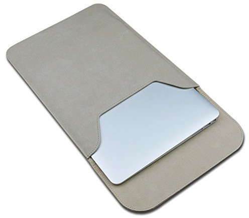 LaoZan Housse de Protection pour Ordinateur Portable Netbook Ultrabook Sacoche Laptop en faux cuir pour macbook 12 Khaki