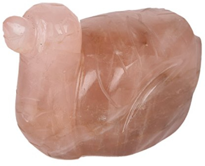 gemhub Approximately 453.50 Carat Rose Quartz Gemstone Mandarin Duck Statue for Romance and Love Luck DE-257