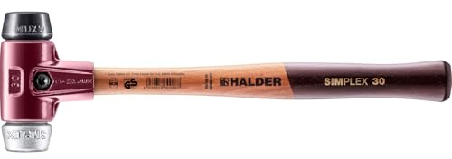 Halder 3029.030 Simplex – Martillo con caja de acero fundido y mango de madera, diámetro de 30, goma Composición/metal blando