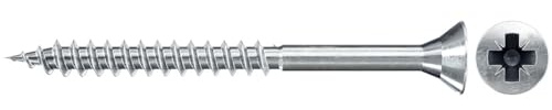 fischer Chipboard Screw 5.0 x 100 Countersunk Head Blue Galvanised Partial Thread Phillips PZ