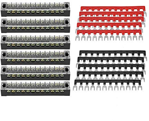 Schraubklemmenblöcke,Duokon Schraubklemmenblock, 600V 15A 5pcs zweireihig 12 Positionen Schraubklemme + vorisolierte Klemmleiste