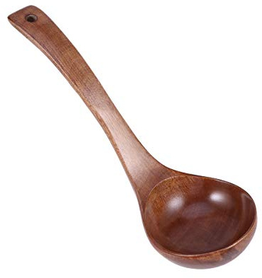 BESTonZON Holz Suppenkelle Suppenlöffel Schöpflöffel mit Langem Griff, 28cm Kochlöffel Natur Nanmu Küchenhelfer für Suppe Ramen, Schonendes Kochgeschirr für Pfannen & Töpfe