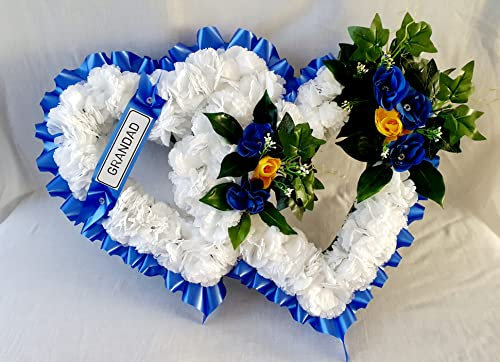 mySilkFlowers ARTIFICIAL SILK FUNERAL DOUBLE OPEN HEART WREATH TRIBUTE FLOWER MEMORIAL