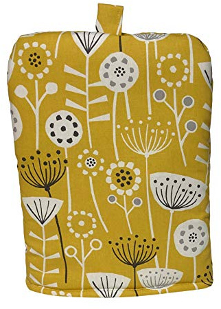 Bergen Ochre Yellow Charcoal Off-White Scandi Print Cafetiere Cosy