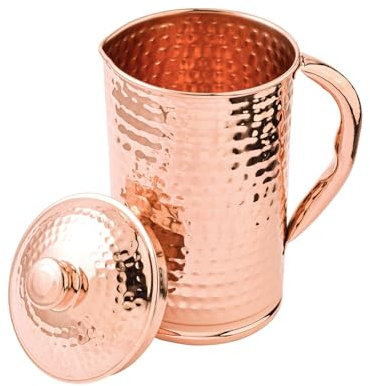 2activelife Handmade Hammered Drinking Water Copper Pitcher for Ayurveda Health Benefits | Traditional Copper Pitcher for Drinking and Serving Water in Daily Use (50.7 fl Oz)