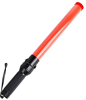 Bacchetta per segnaletica stradale da 54 cm - Bastone segnaletico di sicurezza a LED impermeabile ricaricabile con modalità lampeggiante a luce rossa, cordino per cinturino da polso, finitura arancion