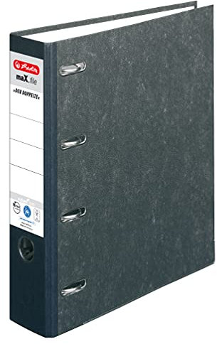 herlitz 5190806 Doppelordner maX.file nature, A4, Rückenbreite: 7cm, Ablage: A4 / 2 x A5 quer, schwarz, 20 Stück