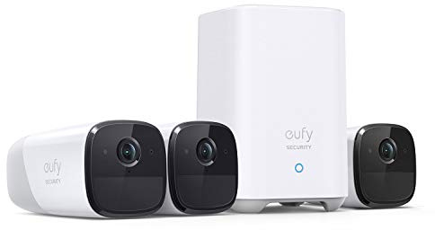 eufy Security eufyCam 2 Pro, Kabellose Überwachungskamera, HomeKit Kompatibilität, 2K Auflösung, IP67 Wasserschutzklasse, Nachtsicht, 3-Cam-Set(Generalüberholt)