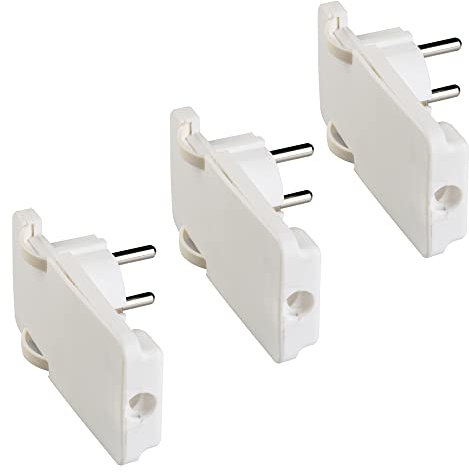 POLYPOOL PP0454.3 Clavija SPAZIOZERO 16A 2P+T estándar Schuko salida cable de 90° Kit 3 Clavijas color blanco
