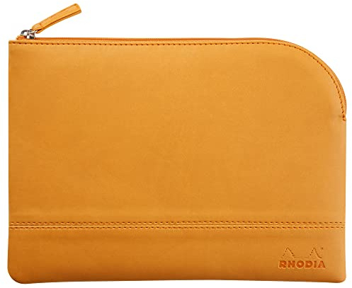Rhodia 116647C - Rhodiarama pochette zippé en simili cuir italien - taille M (16x22 cm) ORANGE
