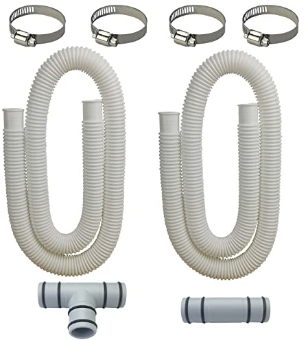 MEZYJIUCOM 2Pcs 1.25 Inches Pool Hose for Above Ground Pools with 4Pcs Hose Clamps and 2 Pieces 1.25 Diameter Filter Pump Hose Connector for Swimming Pool Compatible Accessories