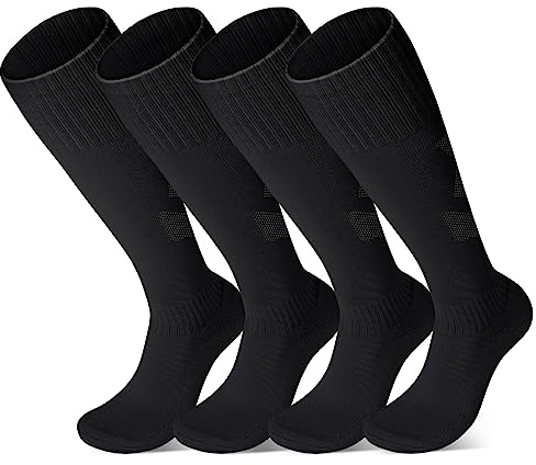 FPAKDH 2 Pairs Kids Soccer Socks for 7-13 Years Old Breathable Sports Training Socks for Girls Boys Football Socks Black