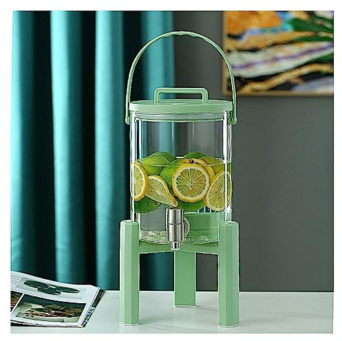WYJRO Dispensador De Bebidas De Cristal,Botella con Grifo Y Bases De Plastico,Dispensador Bebidas Botella Vidrio Bebida Caliente O Fría para Fría,Café,Leche,Verde,Faucet+Base
