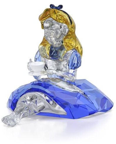 Swarovski Alice in Wonderland Alice, Detailverliebte Figur in Blauem, Gelben und Klarem Kristall