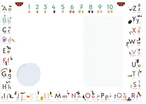 Close Up ABC Kinder Schreibtischunterlage Papier | DinA2, 25 Blatt, 90g/qm | Kariertes Feld (7x7mm) | Alphabet mit Hilfslinien zum Lernen und Üben | Zum Malen, Kritzeln, Zeichnen | PEFC Zertifikat