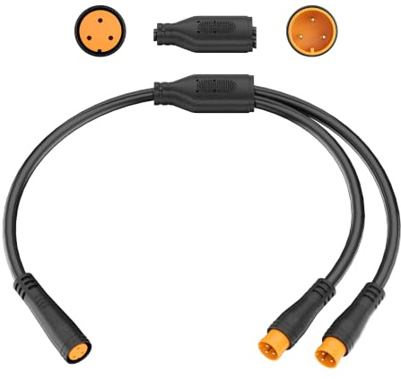 baluoqi 1T2 Y-splitter förlängningstråd med julet typ 3-stiftskontakt för cykel strålkastare/växellåda, sensor/broms, delad kabel i eBike konverteringssats (3-pin, 7 tum i längd, 2 man till 1 kvinna)