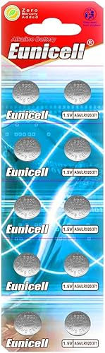 EUNICELL AG6 1,5V Alkaline Knopfzellen – 32 mAh – 10 Stück (1 Blister) – ersetzt LR920, SR920W – zuverlässige Batterien für Uhren, Spielzeug & Elektronikgeräte