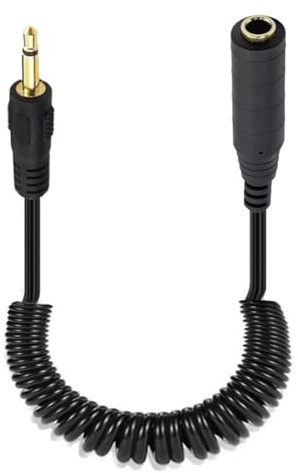 HUHANGGod Coiled DC 3.5mm to 6.35mm Audio Cable 80cm | Spring 6.35mm 1/4 inch TS Mono Jack Socket to 3.5mm 1/8 TS Mono Jack Plug Audio Adapter Converter Cord