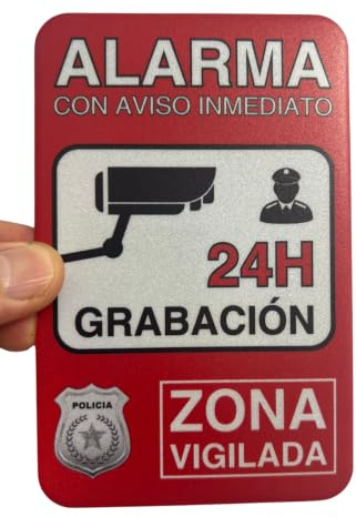 LEIASA | Cartel Cámara Vigilancia - 9x14 cm - Aluminio - Reflectante - Grosor 0.6 mm - Cartel Videovigilancia - Impresión UV - Resistente Exterior