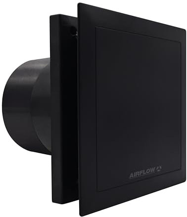 QuietAir QT100 T - Aspiratore da bagno nero, QuietMark, ultra silenzioso, 25 dB, risparmio energetico, avvio automatico e timer regolabile, funzionamento a 2 velocità, IP45, garanzia di 3
