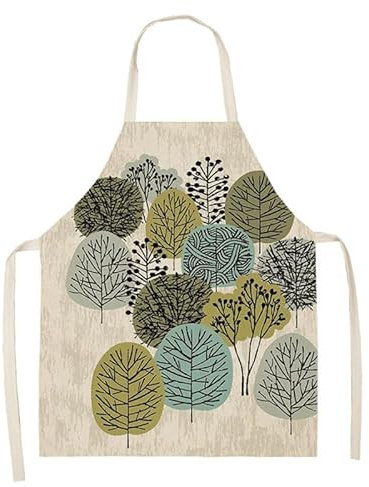 Delantal Cocina Hombre Árboles Verdes Olivos Delantal Cocina Mujer Algodón Lino Delantales de Cocina por Jardinería Pintura Jardín Delantal Barbacoa Hombre Lavable Delantal 68x55 cm