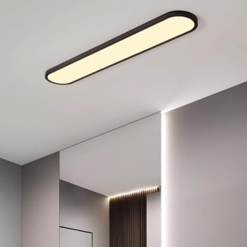LED Rechteckig Lang Deckenlampe Drei Farbtemperaturen Deckenleuchte 3000K/4000K/6000K Moderne Deckenbeleuchtung Panel Deckenlampe Küche Esszimmer Flur Schlafzimmerlampe (Schwarz Warmes Licht,40cm)