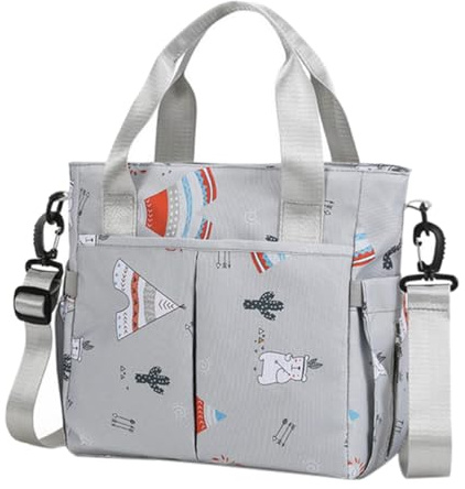 ifundom Bolsa Organizadora Para Cochecito De Ñiño Bolsa De Suministros Grande Correa Hombro Material Resistente Color Gris Para Mamá Gran Capacidad y Compartimentos Múltiples