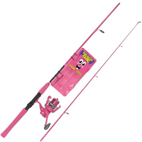 Flashi Kids Angel Combo | Spinnrute | Kinder Angel Set | Blinkrolle, Rute & Tacklebox mit Ködern | Blau & Pink | Das perfekte Spinnset für kleine Angler – Fishdream Flashi Kids (Pink)