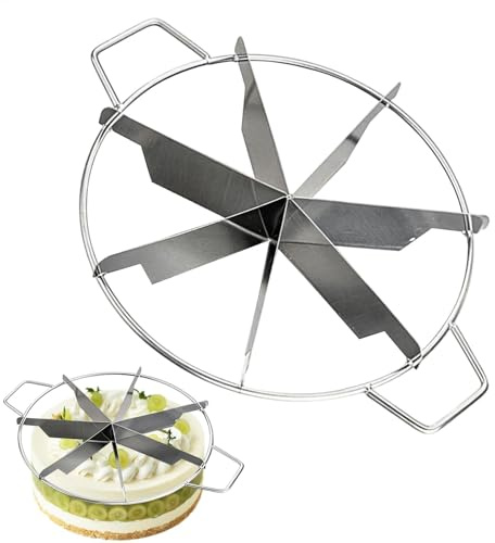 Cake Slicer, Round Cake Divider, Pie Slicer Marker | Stainless Steel Cake Divider Cutter | (6/7/8) Point Cutter | Non Stick Round Pastry Cheese Pizza Cutting Press Tool with Side Handles for Precise