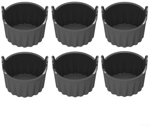 6 pirottini per friggitrice ad aria, stampini in silicone per cuocere muffin, uova e altro ancora, accessori per friggitrice ad aria (grigio)