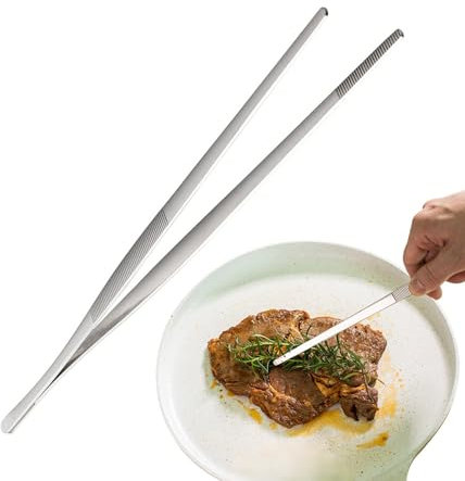 Stainless Steel Grill Tongs,Cooking Clamp Tool - Heat Resistant Food Tweezer Kitchen Clamp for Meat Steak Pasta Fish Salads Baking Buffet