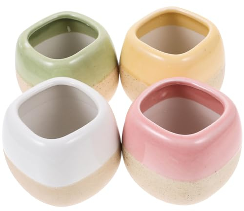 Toddmomy 6 Piezas Macetas Cerámicas para Suculentas con Diseño de Pulgar Macetas Pequeñas de Cerámica Drenaje para Plantas y Hierbas Color