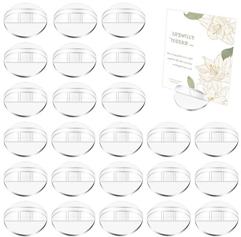 BLMHTWO 24 Pcs Acrylic Card Stands Table Sign Holder Card Display Place Table Menu Holders Small Clear Plastic Stands for Wedding Photos Memos Pictures Display(Round)