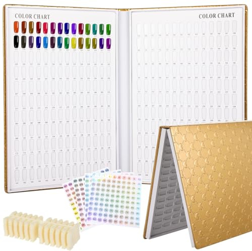 308 Nail Color Chart Book, Nail Gel Polish Organizer, Includes 360 False Tips And 1-400 Stickers