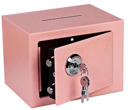 AllSteel - Caja de seguridad portátil con cerradura de llave, almacenamiento cerrado pequeño para ahorros secretos, ideal para oficinas, escuelas, hoteles y recepciones (A)