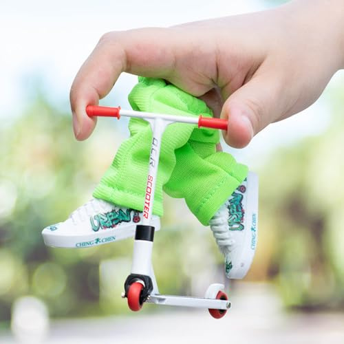 Finger Scooter, Finger Skateboards Metall, Mini Scooter Fingers Board Zubehör Mit Hose Und Schuhen, Kleiners Trick Fingers Skateboards Trainingsspielzeug Fidget Toys,Für Erwachsene Und Kinder