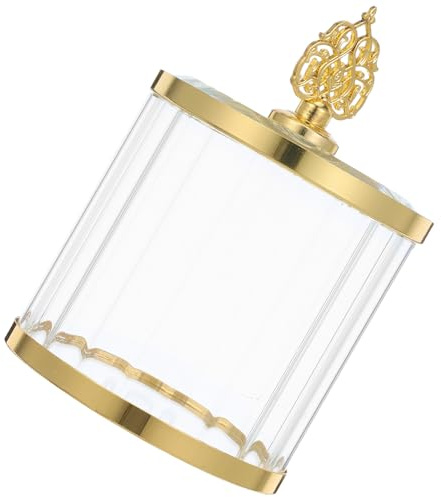 Veemoon Bocal de Rangement Cristal S Doré Hermétique, Pot Multi-usages en Verre Transparent, pour Thé, Sucre, Bijoux, la Cuisine et Bureau, Récipient Décoratif Portable