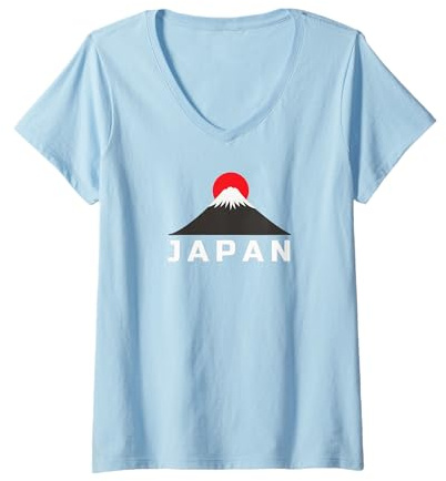 Mujer Japan Travel Mount Fuji Sun Rising Tops, Camisetas y Accesorios Camiseta Cuello V