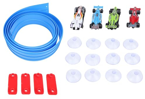 Focket Pista de Carreras Flexible para Niños, Pista de Autos de Carreras Portátil Impulsada por Gravedad, de Autos de Juguete con 4 de Pequeños y 16 Accesorios para Niños de 3 Años en Adelante