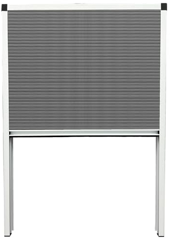 Amig - Mosquitera plisada para Ventana de Techo - 78 x 118 cm - Aluminio y Polipropileno - Sistema Acordeón - Marco Blanco y Malla Gris - Mod. MPL01