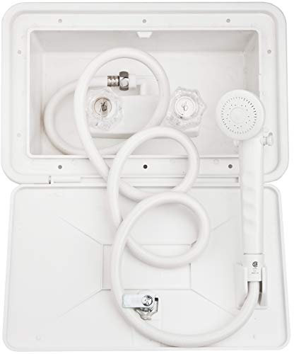 Dura Faucet DF-SA170-WT Wohnmobil-Duschkabinen-Set, wetterfest, mit Schloss und Schlüssel, Weiß