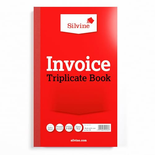 Silvine Triplicate fakturabok – numrerad 1–100 med indexblad (210 x 127 mm)