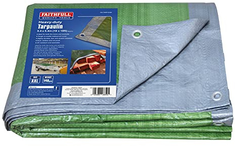 Faithfull FAITARP1818H Heavy Duty Tarpaulin (Green/Silver 5.4 x 5.4M (18ft x 18ft) 140gsm