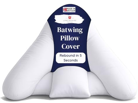 Lancashire Textiles Orthopaedic Batwing Lumbar Support Pillow Cover - Breathable Cotton Blend Pillowcase, Machine Washable, Soft & Plush Comfort (28 x 33 x 8)