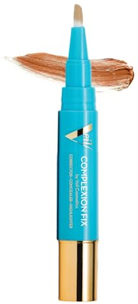 Veil Cosmetics - Correttore Complexion Fix - Correttore liquido per occhiaie + occhiaie - Evidenzia, Contorno, Corretto - Anti-Aging - Penna trucco vegana - Idratante Leggero (5G Deep Gold)