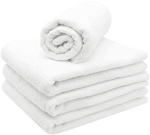 ZOLLNER 4 Toallas de Sauna Blancas, Mezcla de algodón, 70x180 cm, 330 g/m²