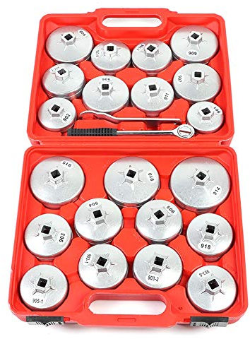lyrlody 23tlg Alu Ölfilterkappen, Ölfilterschlüssel Set, Ölwechselwerkzeug Druckguss Universal Werkzeug KFZ Satz Passend für Alle Gängigen Ölfilter