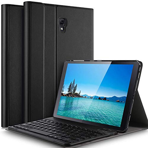 Claelech Galaxy Tab A 10.5 Keyboard Case (QWERTY), Removable Bluetooth Wireless Keyboard for Samsung Galaxy Tab A 10.5 T590 T595 2018 Release with Flip Leather Stand Cover (Black)