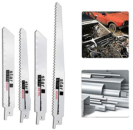 Set di 10 lame per sega a sciabola per il taglio del legno del metallo misto TPI6 × 6 pezzi & TPI10 × 2 pezzi & TPI18 × 2 pezzi