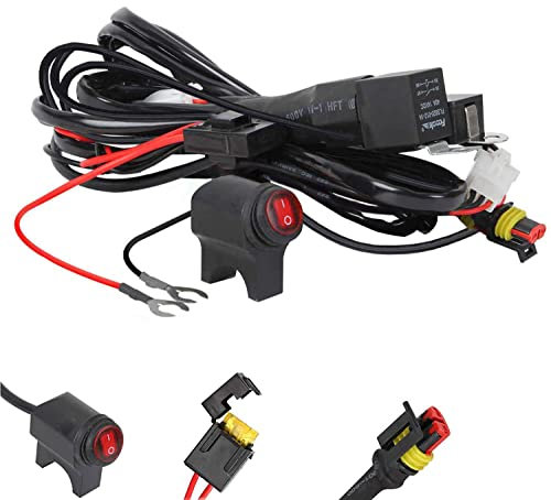 Kairiyard LED Bar Harness Cable Moto Luci Aggiuntive 3M 480W 14 AWG 2 Fili Cablaggio Impermeabile Fascio LED Con Relè e Interruttore Universale per Auto SUV ATV Camion 1 Cavo Controllo 2 Lampada